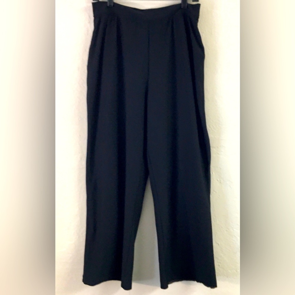 Spanx Wide Leg Pants Internal Spanx Compression Pull on Style Large Black Office